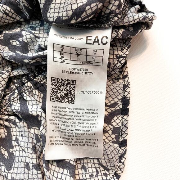 Guess : Snake Print Long Sleeve Peplum Ruffle Blouse Top Stretch : S - Picture 6 of 7